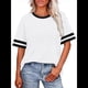 thumbnail image 1 of Camisetas de Mujer, Corte Holgado, Corta, Cuello Redondo, Bloques de Color, Moda de Verano 2025 XXL, 1 of 8