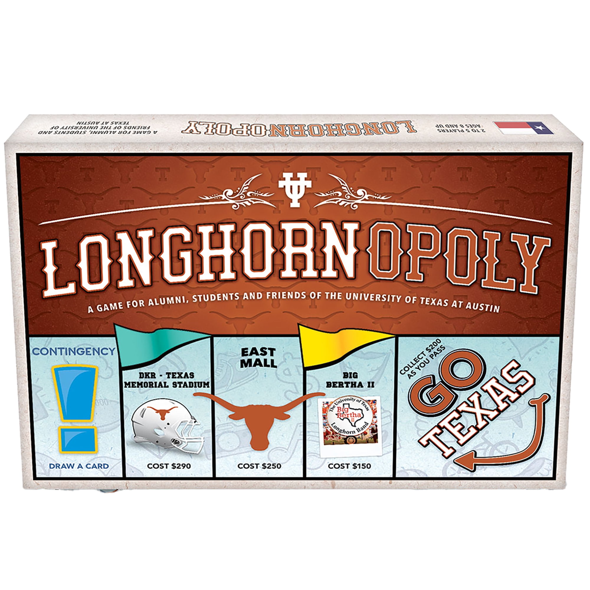 Late For The Sky: Longhorn-Opoly - University of Texas Themed Family Board Game, Opoly-Style, Traditional Play Or 1 Hr Version, Ages 8+, 2-5 Players