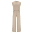 thumbnail image 4 of CHUMUD Two Piece Sets for Women Petite Wide Leg Pants Set Summer Outfits Sleeveless Crew Neck Crop Tops Trousers Matching Sets Casual Going Out, 4 of 9