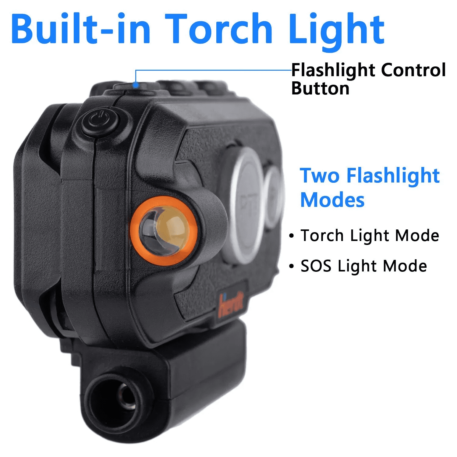 Helmet Headset with Torch and Handlebar PTT Controller - with K1 Radio Bluetooth Adapter