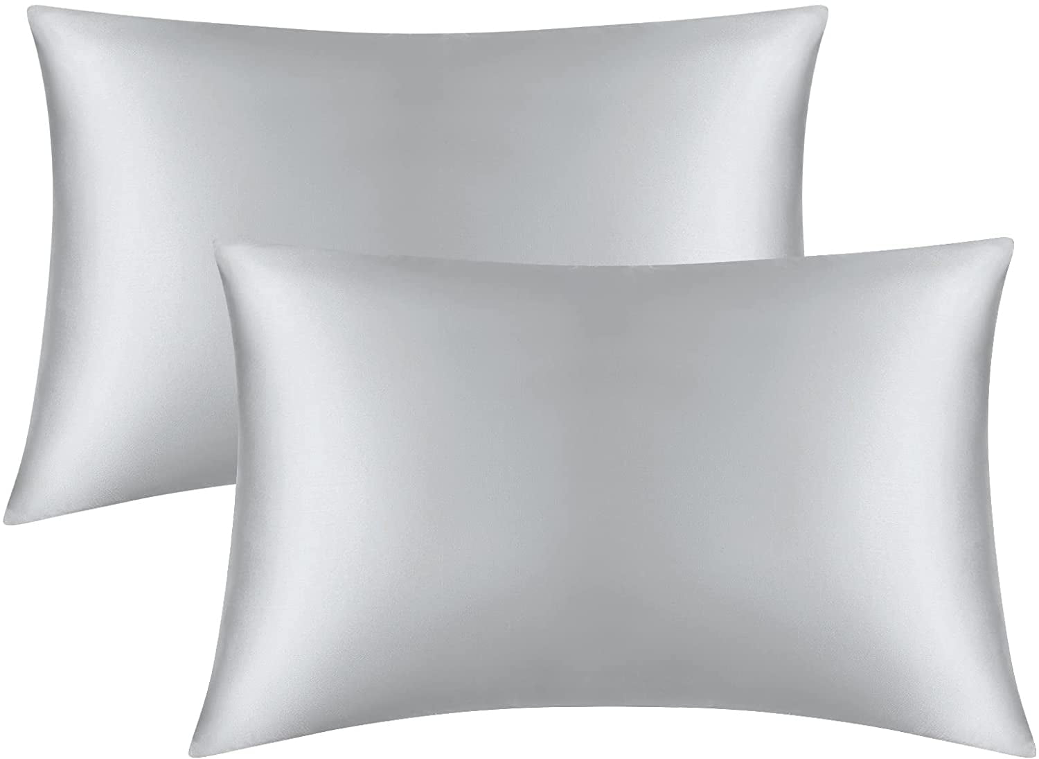 Both Side Skyfitting Soft Silk Satin Pillowcase Hair Skin 2-Pack Zipper Standard Size,Navy