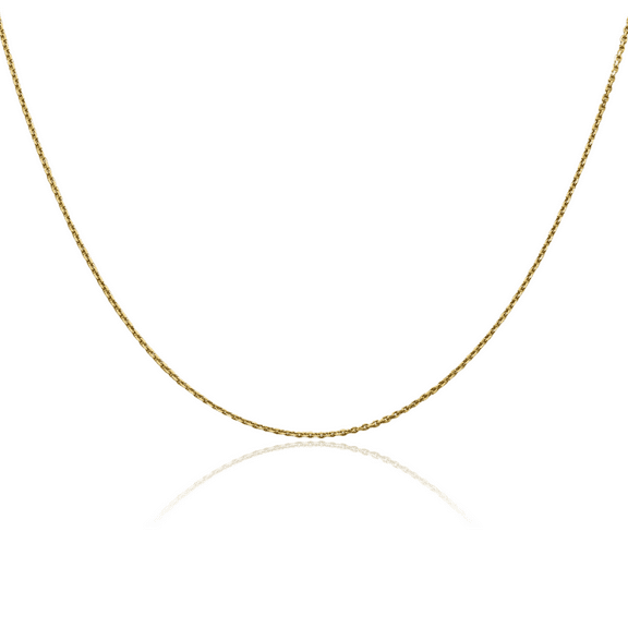 14K Solid Yellow Gold 0.9mm Round Cable Rolo Link Chain Belcher Necklace