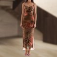 thumbnail image 4 of Vestido Largo Vestidos ajustados para mujer Floral Y2k Maxi Dress Vestidos de fiesta de corte bajo (Marrón S) Kuymtek para Mujer Marrón T L, 4 of 7