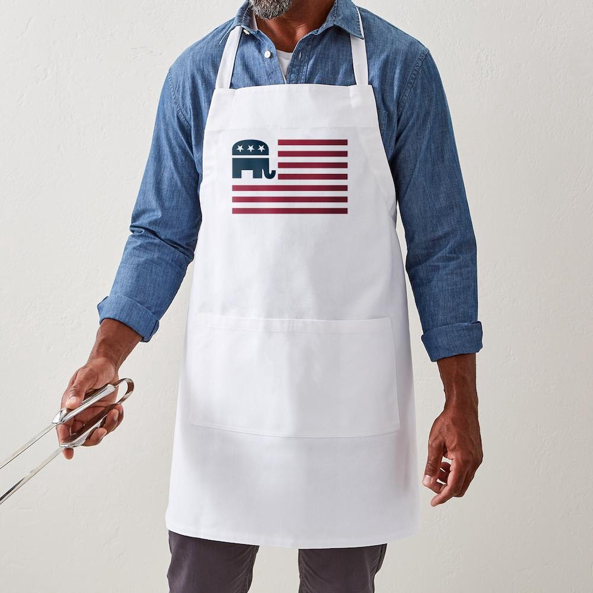 CafePress - GOP Flag BBQ - Kitchen Apron with Pockets, Grilling Apron, Baking Apron