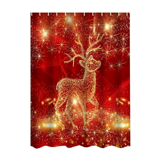 Rideau de Douche de Noël 180X90Cm Rideau de Douche de Noël avec Crochets