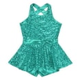 thumbnail image 3 of Aiihoo Kids Girls Gymnastic Ballet Leotard Sleeveless Sparkly Sequins Dress Modern Dance Jazz Dancewear Lake Green 6, 3 of 5