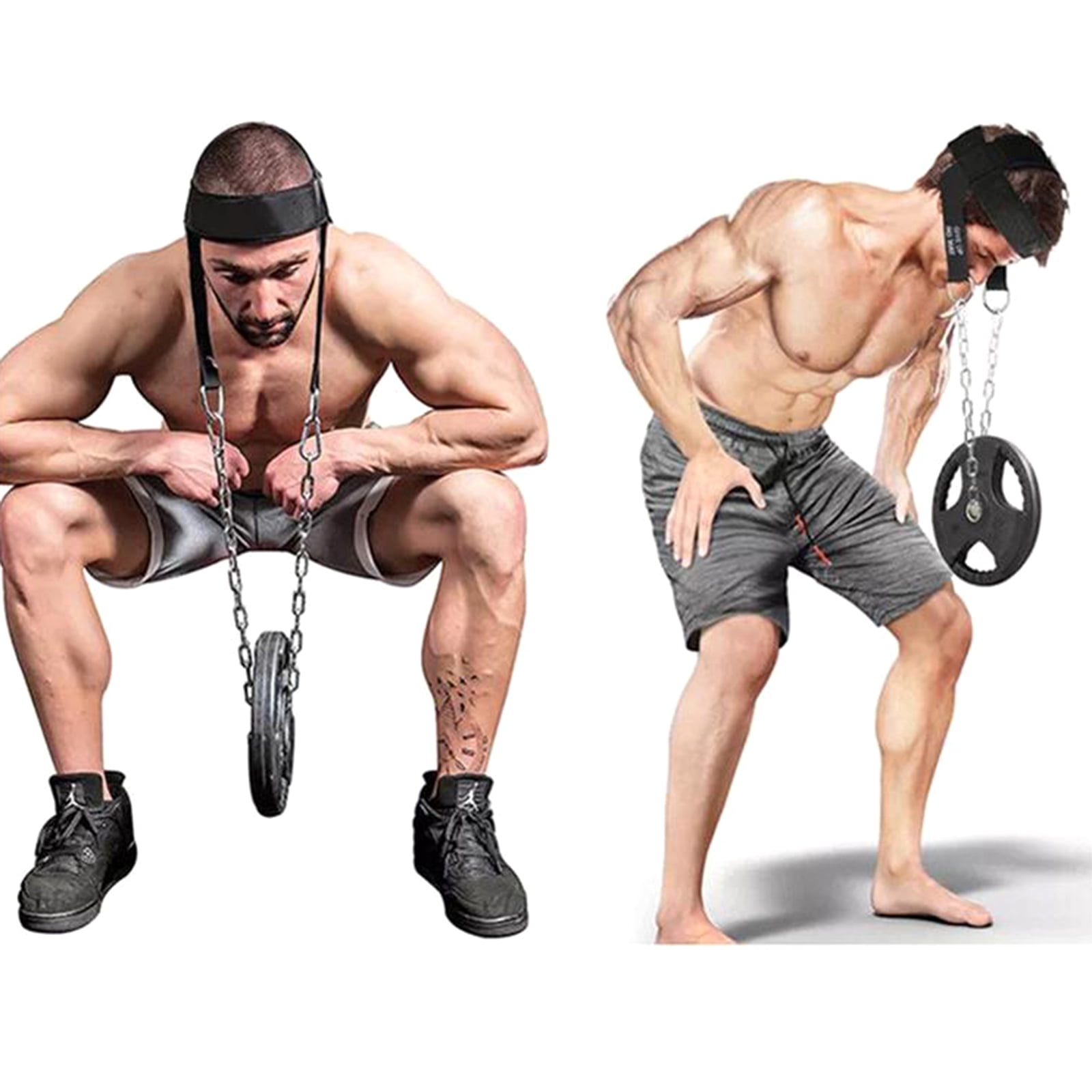 BIBABLYKE Sports Neck Harness Weightlifting Thick Neck Strap Trainer for Workout Strength Resistance Hat Muscle Builder with Chain
