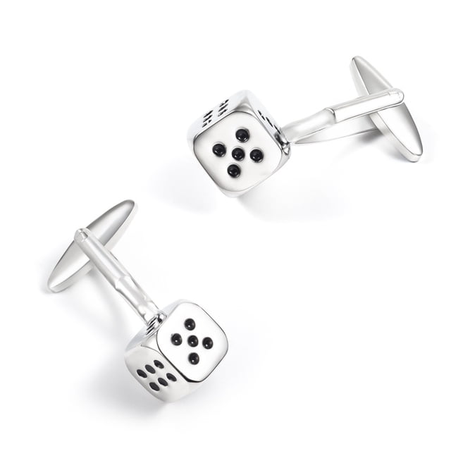 Gemelos con forma de dados para hombre en cobre bañado en plata