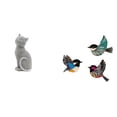 thumbnail image 1 of Figura De Gato De Resina Y Pájaro De Madera, Escultura De Arte De Pared Para Entrada, Estantería, Sala De Estar, Dormitorio, Jardín, Estudio, Decoración De Granja., 1 of 8