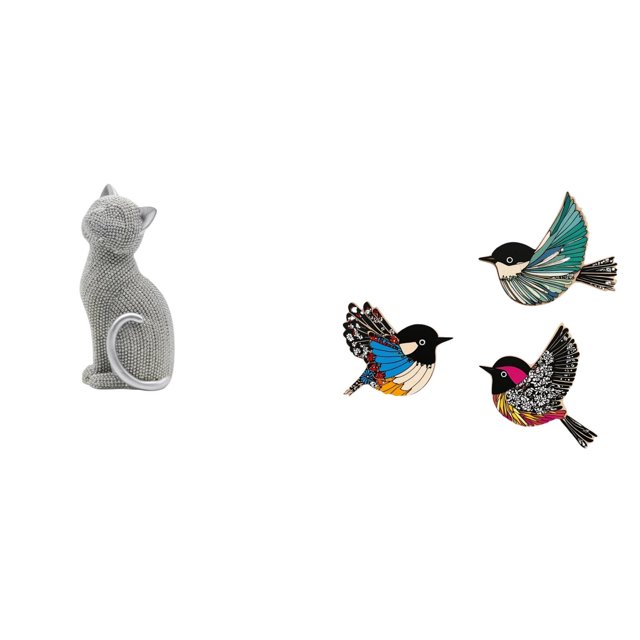 Figura De Gato De Resina Y Pájaro De Madera, Escultura De Arte De Pared Para Entrada, Estantería, Sala De Estar, Dormitorio, Jardín, Estudio, Decoración De Granja.