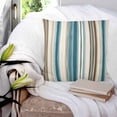 thumbnail image 3 of 24x24 Pillow Covers Set of 2, Turquoise Beige Throw Pillow Covers Decorative Couch Cushion Case, Boho Vertical Stripes Bohemian Retro Microfiber Square Pillowcases for Bedroom Car Living Room, 3 of 7