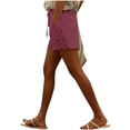 thumbnail image 2 of YHAJDS Womens Lightweight Shorts Linen Lace Patchwork High Waist Drawstring 7 Inches, 2 of 6