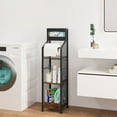 thumbnail image 7 of Freestanding Toilet Paper Holder with Wipes Storage, 4-Tier Narrow Cabinet for Bathroom, Kitchen, Vintage/Black, 7 of 7