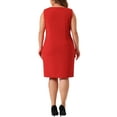 thumbnail image 4 of DARING DIVA Plus Size Sleeveless Straight Pencil Sheath Dresses 3X Red, 4 of 6