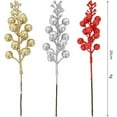 thumbnail image 2 of 20Pcs Christmas Glitter Berries Stems, 7.87" Gold Artificial Christmas Picks for Christmas Tree Ornaments for DIY Xmas Wreath Crafts Gifts Holiday Home Decor, 2 of 8