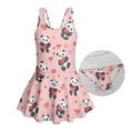thumbnail image 5 of Xixirimido Cute Panda Hearts Pink Print Girls Swimsuit Sleeveless One Piece Skirted Swimwear Modest Hawaiian Bathing Suit for Beach Water Park Kids Swim Dress, 8-9 Years, 5 of 7