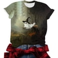 thumbnail image 6 of Women's Flying Ghost Broomstick T-Shirt Halloween Witch Hat Graphic Short Sleeve Tops Crewneck Casual Novelty Tees Season Party Shirts Blouse, 6 of 6