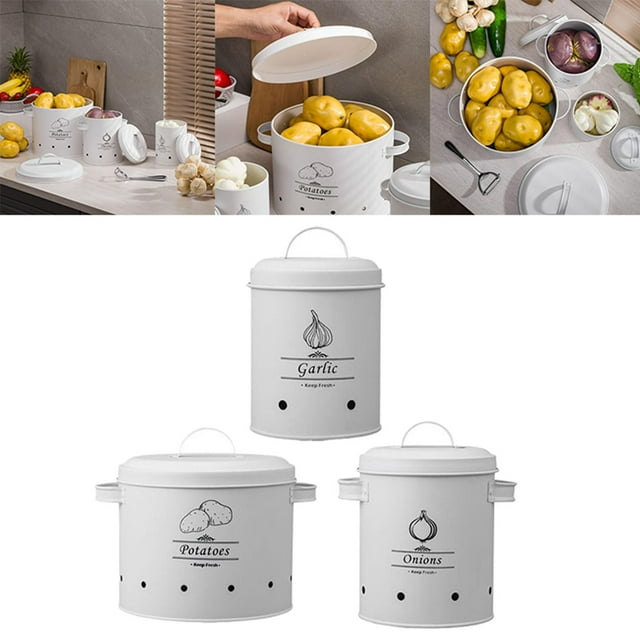 Recipiente de cocina de 3 piezas Perfecl botes de cocina con tapas herméticas capacidad para cebolla