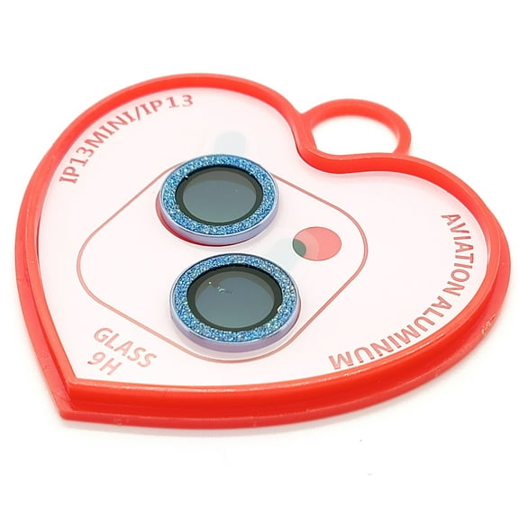 Camera Protectors Compatible With Phone 13 13 Mini Set of 2 Glitter Blue Glass