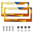 thumbnail image 2 of 2Packs License Plate Frames with Orange Yellow Blue Geometric Abstract Lines Pattern Includes Screws & Caps Full Accessories Included Size 6. 3x12. 2inch(16x31cm), 2 of 8