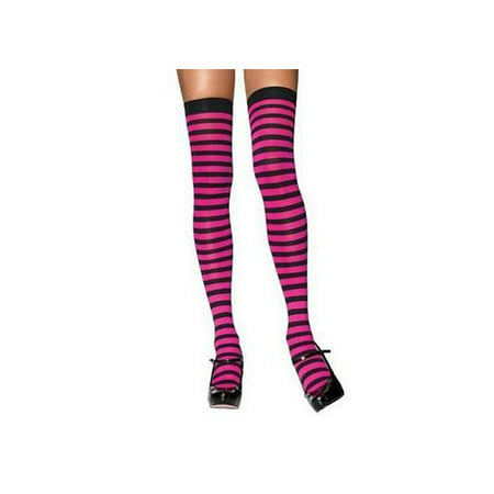 Black and Pink Thigh Highs 6005 Leg Avenue Black/Neon Pink,Black/Pink ...