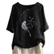 thumbnail image 1 of Blusas de Manga Corta para las Mujeres Impresas Cuello Redondo Camiseta Casual, Blusa de Algodón de Imitación para las Mujeres, 1 of 4