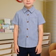 thumbnail image 2 of KAUOD Striped Shirts for Boys Short Sleeve Preppy Button Closure Polo Shirts School 𝗨niform Trendy Casual Collared Tops, 2 of 4