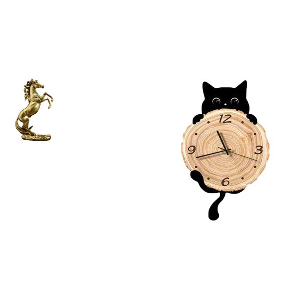 Estatua del caballo,Estatua de caballo de pie hecha a mano de resina de cafetería,Reloj de pared,Reloj de pared decorativo para baño y dormitorio.,Reloj de pared de gato silencioso y sin