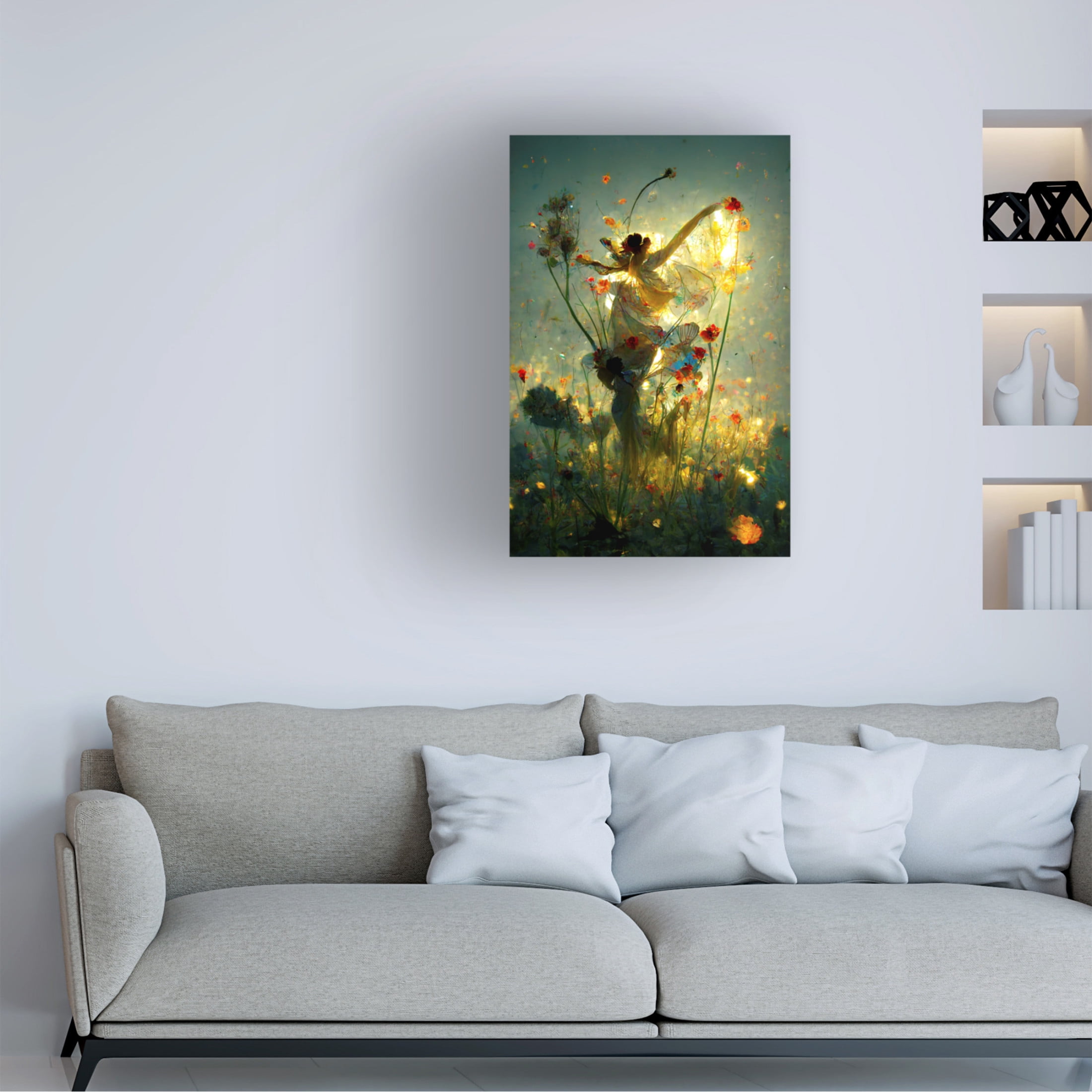 Canvas Wall Art - Ray Heere 'Flower Dance 2' Wall Art for Living Room, Bedroom, or Office Décor by Trademark Fine Art - 12 x 19 Inches