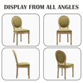 thumbnail image 3 of French Country Dining Chairs Set of 6, Linen Upholstered Oval Back Dining Room Chairs with Antique Solid Wood Frame, Farmhouse Accent Side Chairs for Kitchen, Living Room, 3 of 11