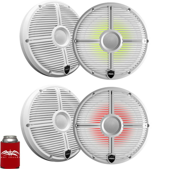 Wet Sounds - Two Pairs Of RECON 8-XWW-RGB 8" Coaxial Speakers w/ White XW Grilles, Integrated RGB LEDs