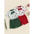 thumbnail image 4 of Aojekbee Toddler Boys Summer Outfits Bowtie Tractor Print Turn-Down Collar Short Sleeve Shirts Tops Shorts 2Pcs Clothes Set, 4 of 10