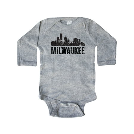 

Inktastic Milwaukee Skyline Grunge Gift Baby Boy or Baby Girl Long Sleeve Bodysuit
