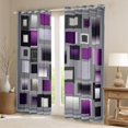 thumbnail image 2 of Homewish Modern Abstract Plaid Black Out Curtains,3D Checkered Curtains Pack of 2 (42x63 Each),Gray Purple Bedroom Curtains For Kids,Ultra Soft Home Decor, 2 of 6
