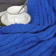 thumbnail image 7 of PiccoCasa Cotton Blanket Decorative Cable Knitted Throw Knit Blankets, 70"x78" Azure, 7 of 7