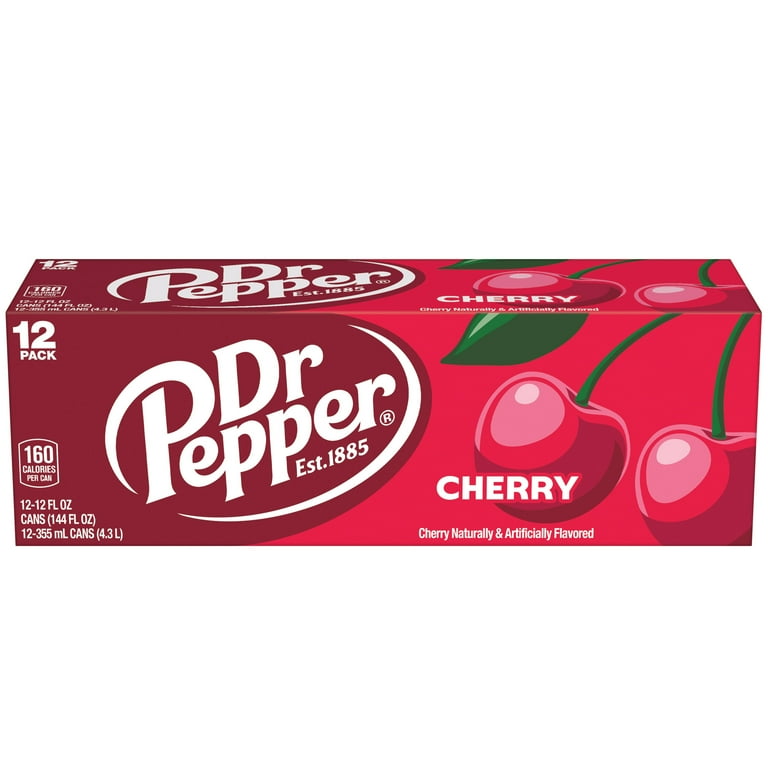 Dr Pepper Cherry Soda Pop, 12 fl oz, 12 Pack Cans, Unique Flavor