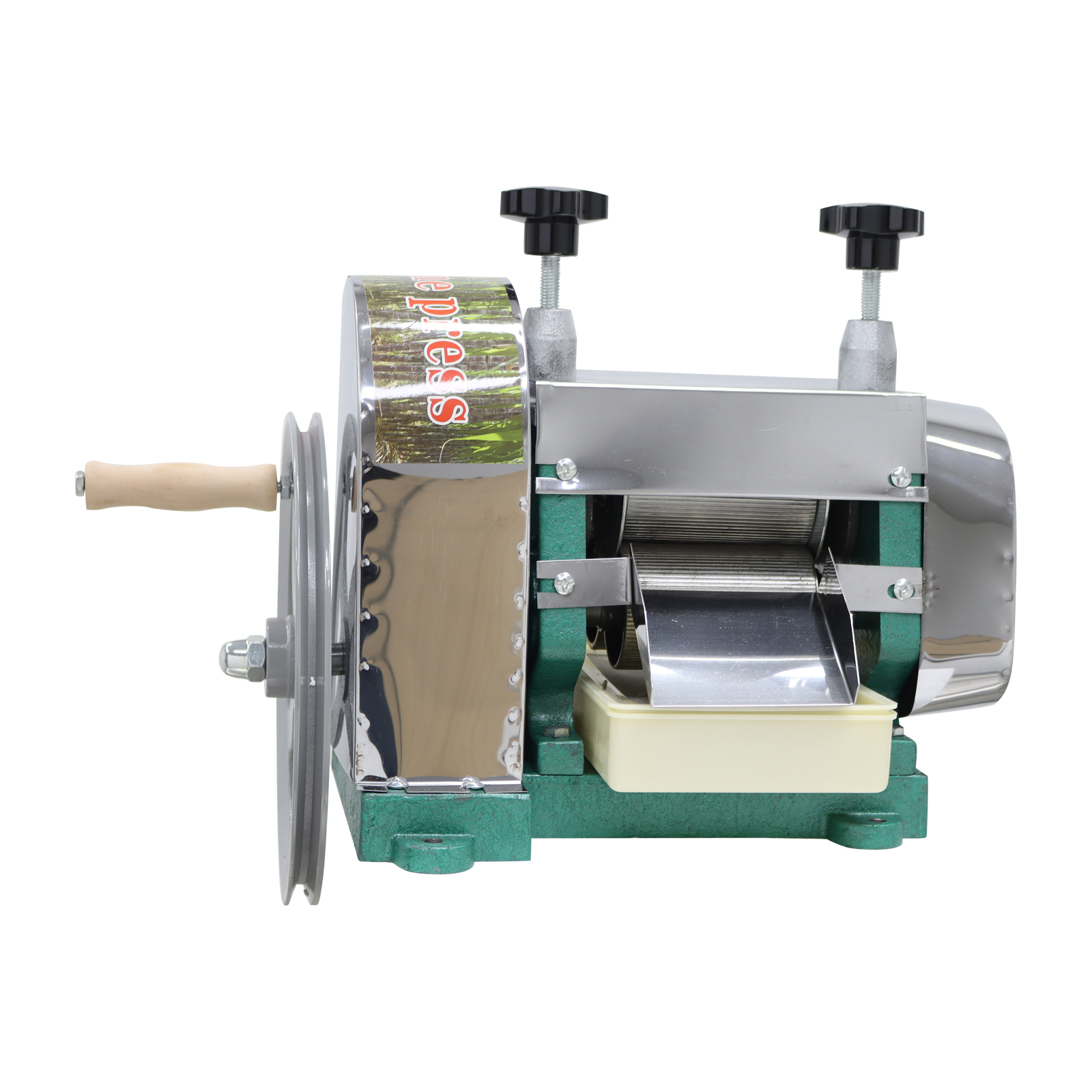 Manual Sugar Cane Ginger Press Juicer Stainless Steel Sugarcane Squeezer 3 Rollers with 2 Peeling Knives 330LBS/H