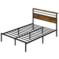 thumbnail image 6 of Heynemo Queen Size Bed Frame with Storage, Vintage Industrial Bed with Wooden Headboard, Easy Assembly, Quiet Design, and Black and Wood, 6 of 8
