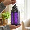 thumbnail image 6 of Moroccan Metal Candle Lantern Holder with LED Fairy String Lights, Medium, White, 6 of 13