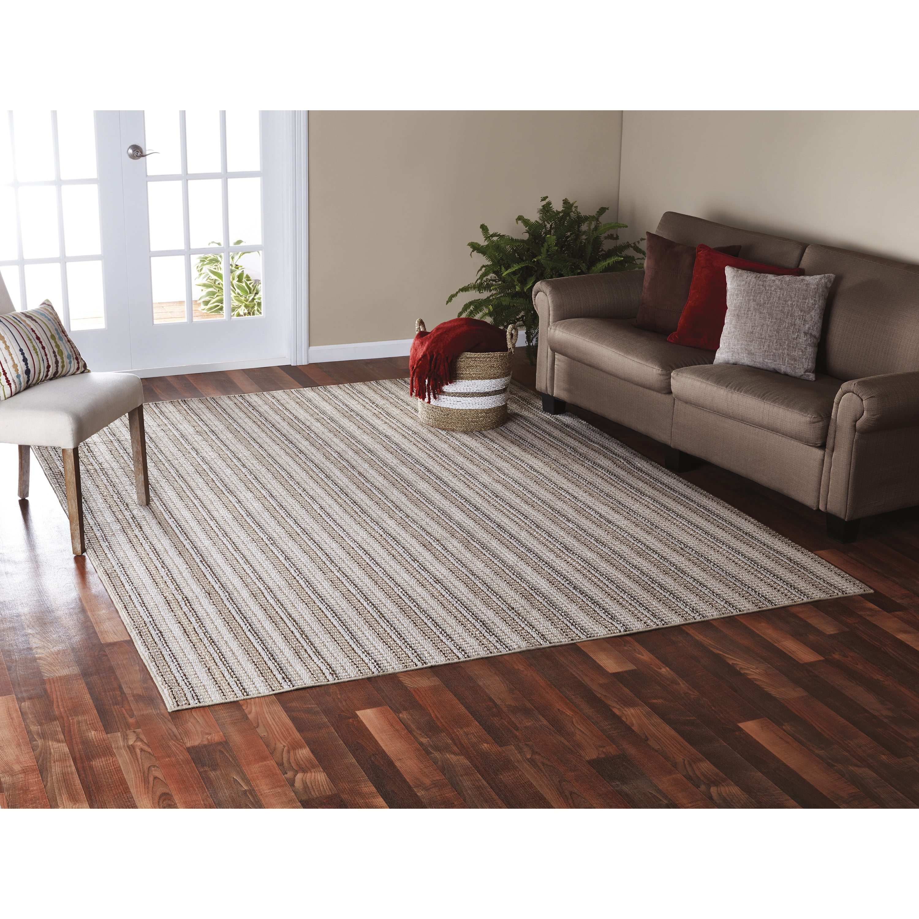 Mainstays Carnival Stripe Assorted Earth Tones Indoor Area Rug, 7' x 10'