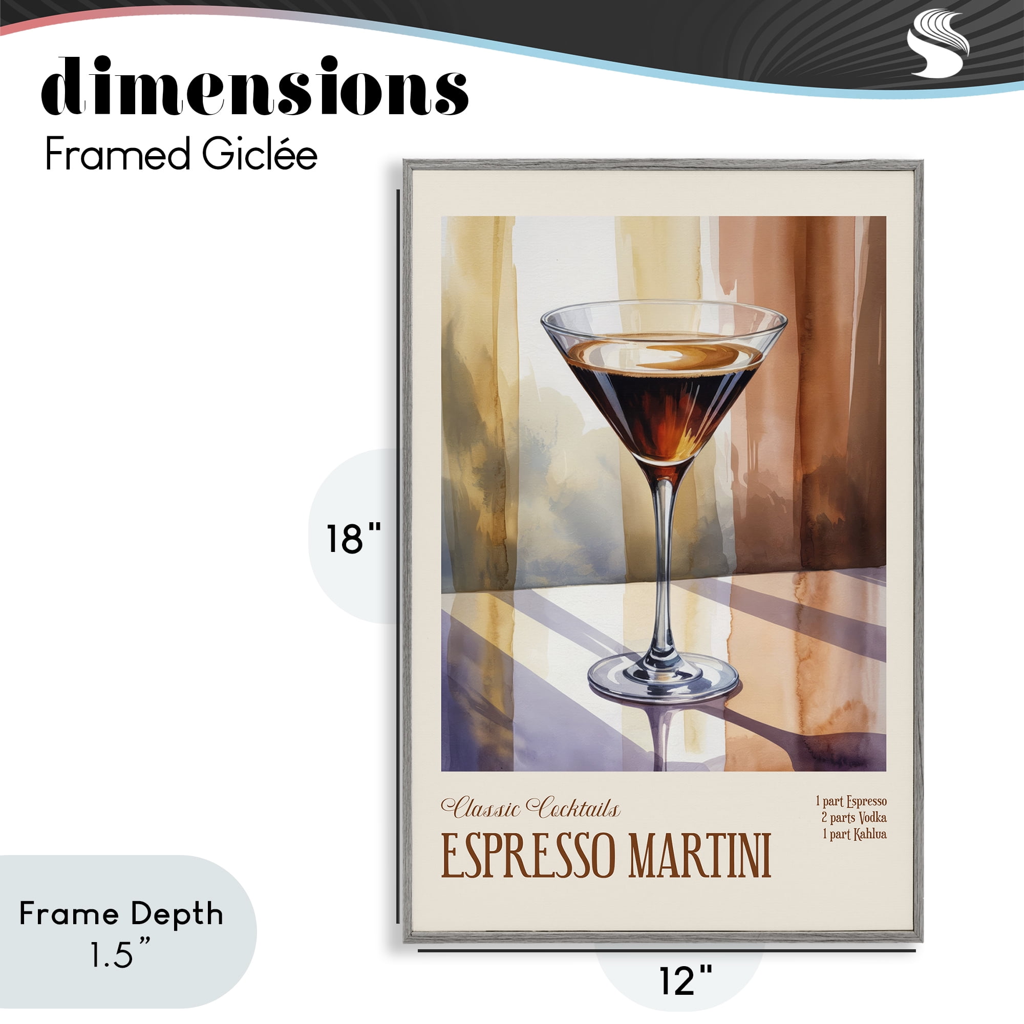 Stupell Industries Espresso Martini Sun Reflection Gray Framed Giclee Art, design by Andreas Magnusson