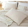 thumbnail image 4 of Pompom Cotton Duvet Cover Beige 3 Piece - Ultra Soft And Easy Care Bedding Set Organic Boho Bedding Twin, Duvet Cover Set of Duvet, 4 of 4