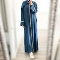 thumbnail image 2 of XDZJLR Women's Dresses Solid Color Puff Sleeve O Neck Maxi Muslim Dress, 2 of 5
