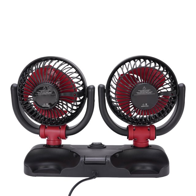 Dual Head Car Fan,Car Fans Dual Head Rotatable Vehicle Electric Fan Portable Cooling Quiet 2 Speed Adjustable for Sedan SUV RV Truck