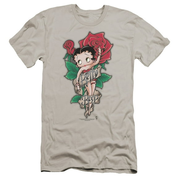 Betty Boop Tattoo Premium Canvas T-Shirt Adult Slim Fit 30/1 Silver