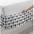 thumbnail image 2 of Floral Bed Skirt, Monochrome Flower Petals Daisy Blooms Spring Classic Summer Branches, Elastic Bedskirt Dust Ruffle Wrap Around for Bedding Decor, 4 Sizes, Charcoal Grey and White, by Ambesonne, 2 of 2