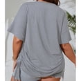 thumbnail image 4 of Anbech V Neck Drawstring Tshirt Casual Plus Size Short Sleeves Tees Top, 4 of 4