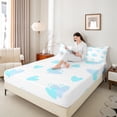 thumbnail image 4 of Manfei Valentine's Day 4 Pieces Queen Sheet Sets for Women Female Men,Blue Love Heart Print Ultra Soft Flat Sheet,Graffiti Splash Queen Fitted Sheet,Breathable Home Decor, 4 of 7