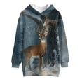 thumbnail image 4 of Xoenoiee Deer Forest Snowfield Print Long Hoodies for Girls Pullover Hoodie Dress Teenagers Lightweight Soft Sweatshirt Tops Graphic Activewear Pullover with Pocket, 9-10 Years, 4 of 7