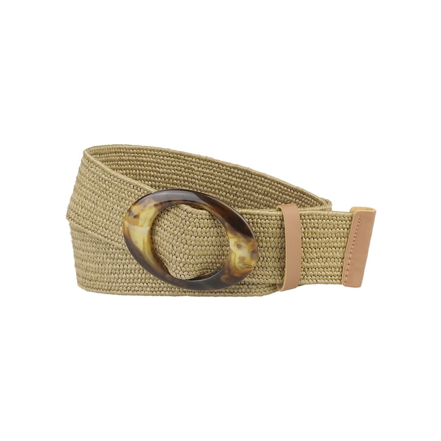 CINTURONES ANCHOS VINTAGE INSPIRADORES PARA MUJERES, CINTURONES TEJIDOS ELÁSTICOS CON HEBILLA EN CAQUI